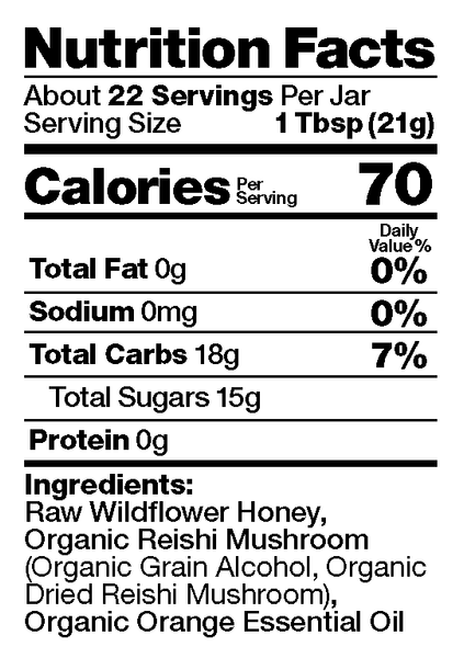 Reishi Mushroom in Raw Honey Orange 12oz